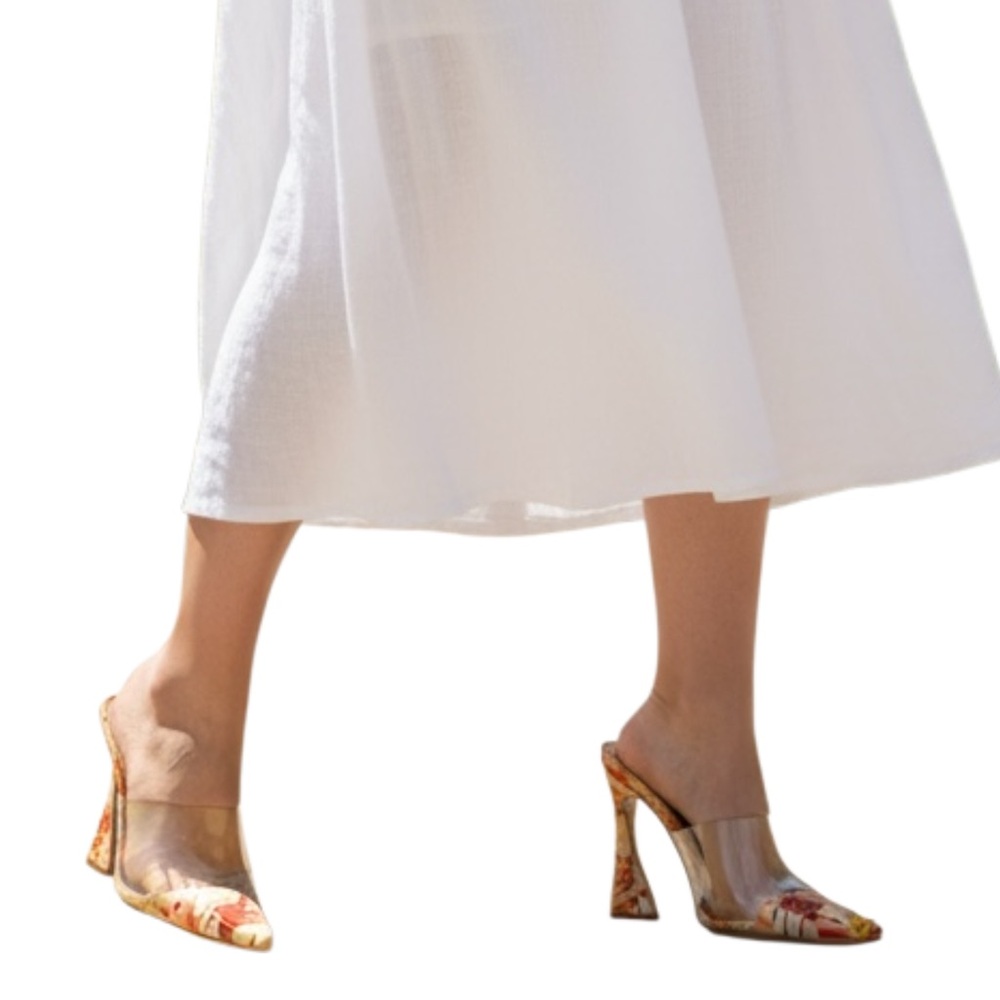 Cape Robbin Transparent Floral Mules